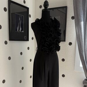 Zara Black Ruffled Jumpsuit, size - S, excellent condition.